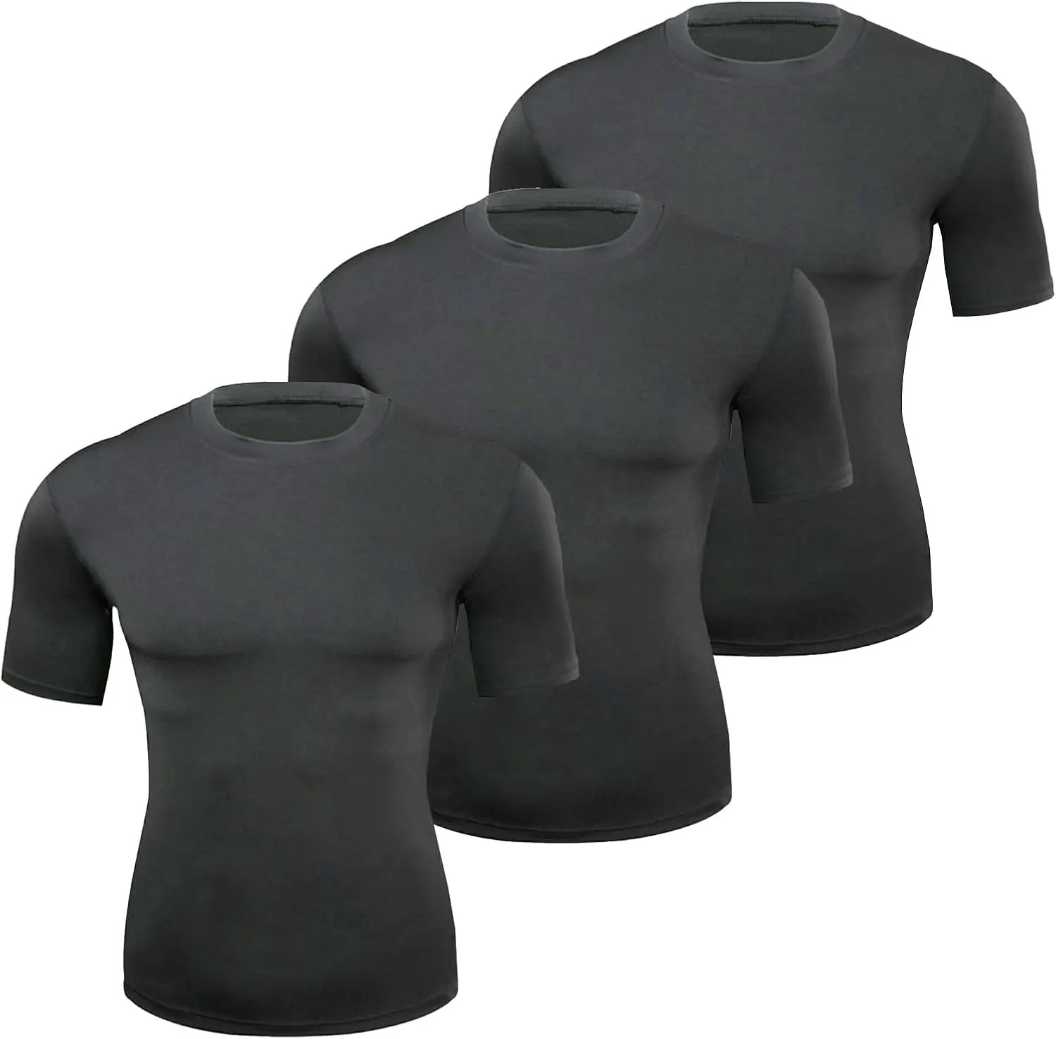 2 or 3 Pack Men's Compression Shirts Short Sleeve Workout T-Shirt Quick Dry Undershirts Athletic Baselayer Tank Top