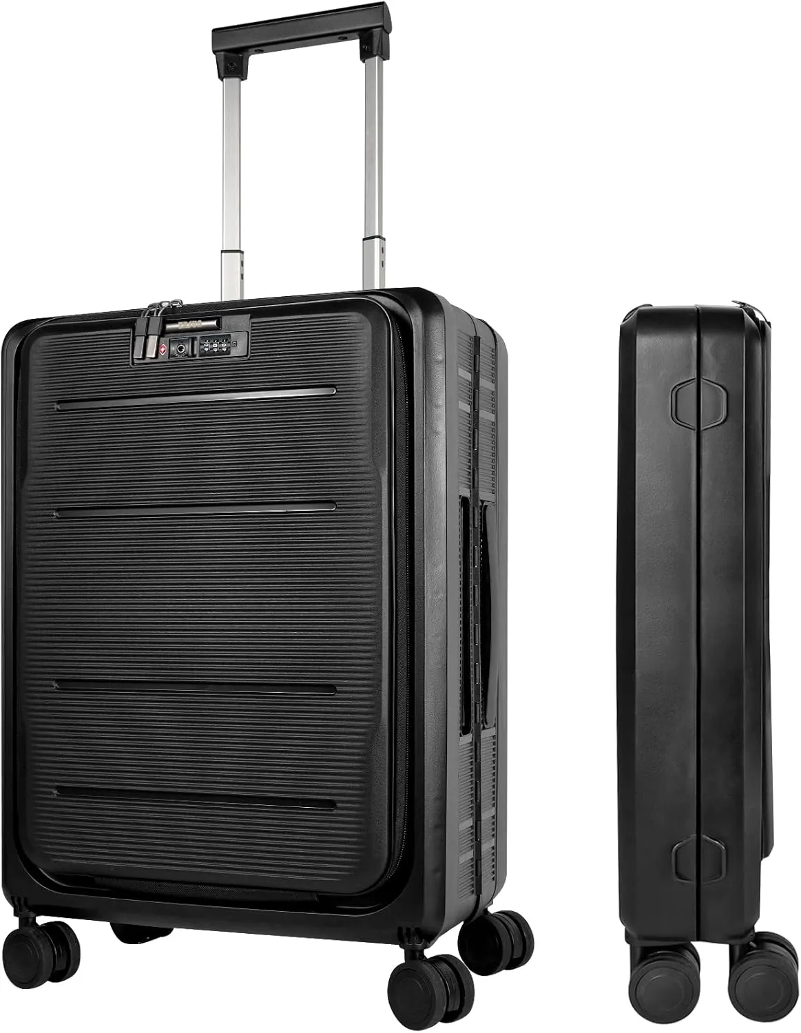 20-Inch Lightweight Collapsible Expandable Carry-On Suitcase  Water and Impact Resistant, Silent Double Spinner Wheels, Airline Approved (Black)