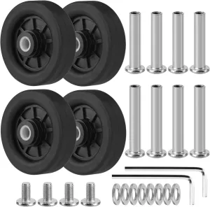 4pcs Luggage Wheels Replacement OD 50mm, Rubber Repair Suitcase Swivel Casters, Wear Resistant Mute Parts Black, EAC5