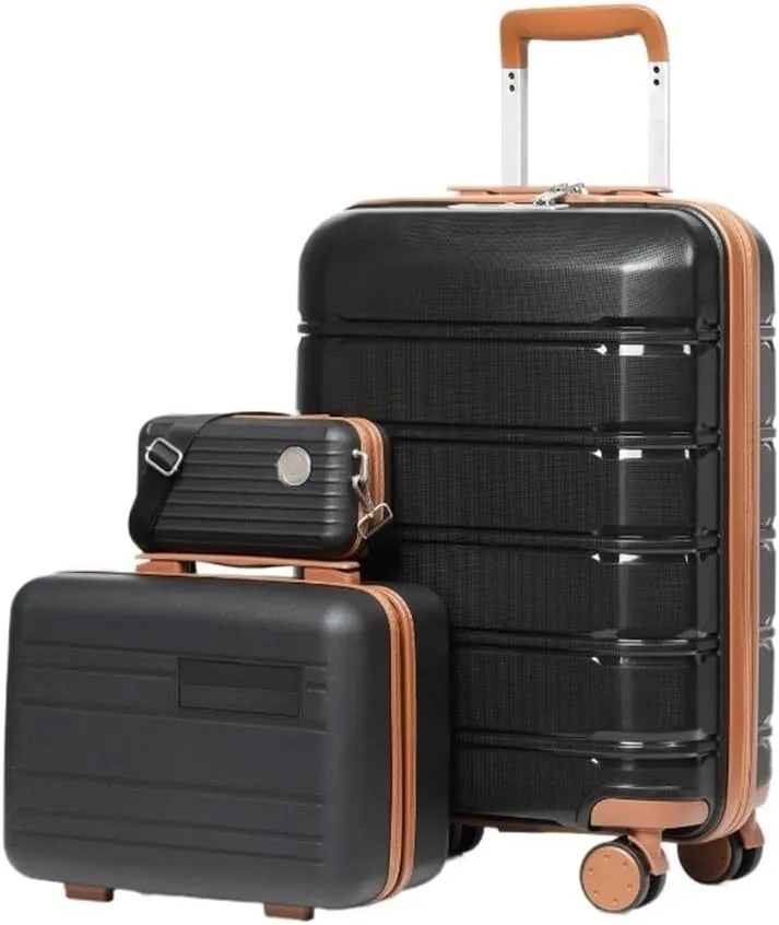 5 Piece Luggage Sets Lightweight Rolling Hardside Carry On And Checked Suitcase With TSA Lock Travel Bag Carry On Bag Luggage Sets(Black 3 piece set)