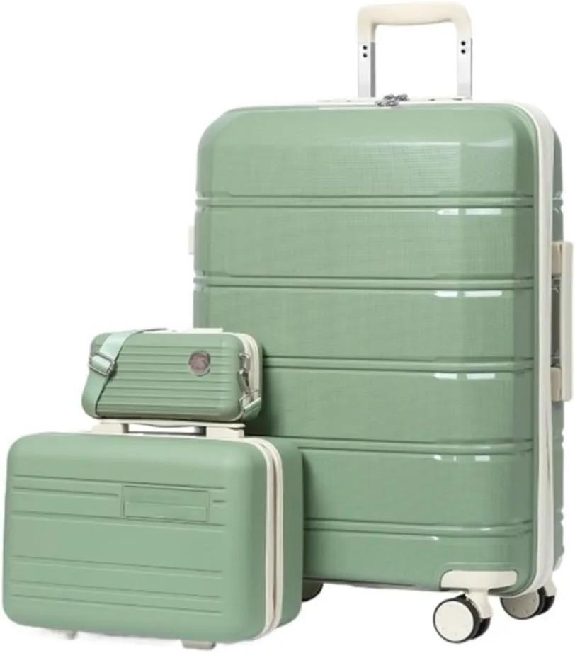 5 Piece Luggage Sets Lightweight Rolling Hardside Carry On And Checked Suitcase With TSA Lock Travel Bag Carry On Bag Luggage Sets(Green 3 piece set)