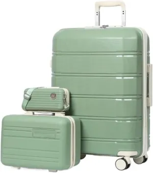 5 Piece Luggage Sets Lightweight Rolling Hardside Carry On And Checked Suitcase With TSA Lock Travel Bag Carry On Bag Luggage Sets(Green 3 piece set)