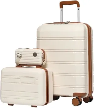 5 Piece Luggage Sets Lightweight Rolling Hardside Carry On And Checked Suitcase With TSA Lock Travel Bag Carry On Bag Luggage Sets(White 3 piece set)
