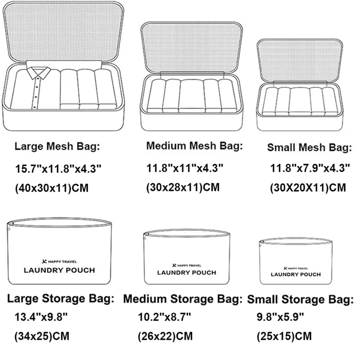 6 PCS Packing Cubes Travel Carry On Luggage Organizers Storage Bags Travel Packing Pouches, Rose