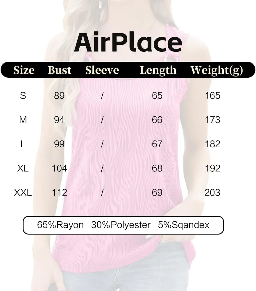 AirPlace Summer Tank Tops for Women V Neck Fashion Sleeveless Loose Fit Casual Spaghetti Strap Basic Soild Shirts Camisole