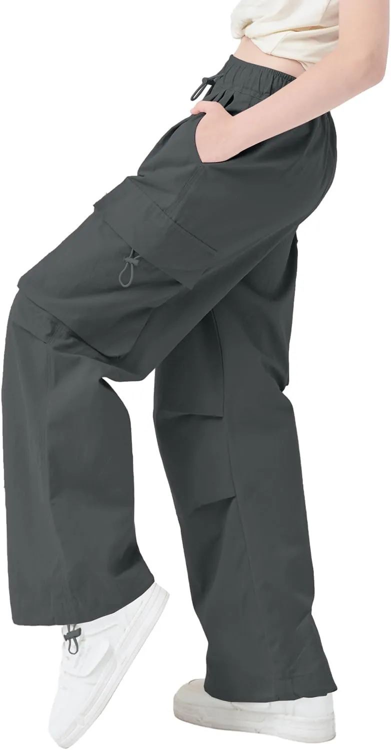AOWKULAE Girls & Womens Drawstring Crago Pants Casual High Waist Wide Leg Pants Kids 5Years - Women XXL