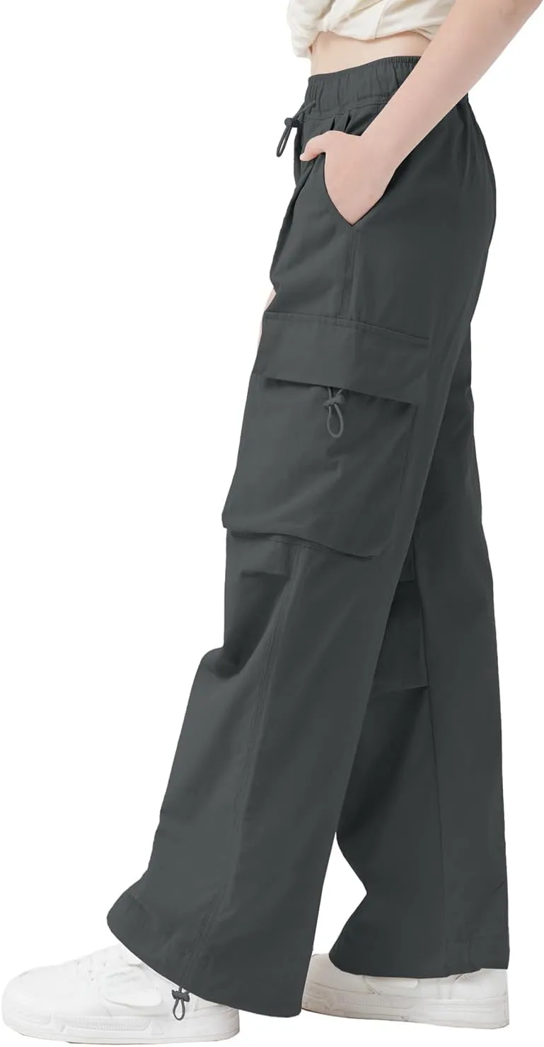 AOWKULAE Girls & Womens Drawstring Crago Pants Casual High Waist Wide Leg Pants Kids 5Years - Women XXL