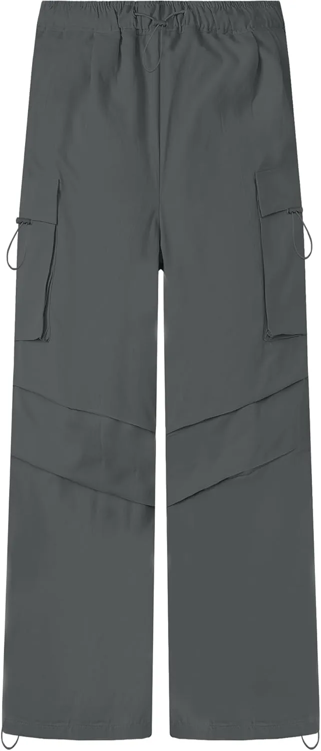 AOWKULAE Girls & Womens Drawstring Crago Pants Casual High Waist Wide Leg Pants Kids 5Years - Women XXL