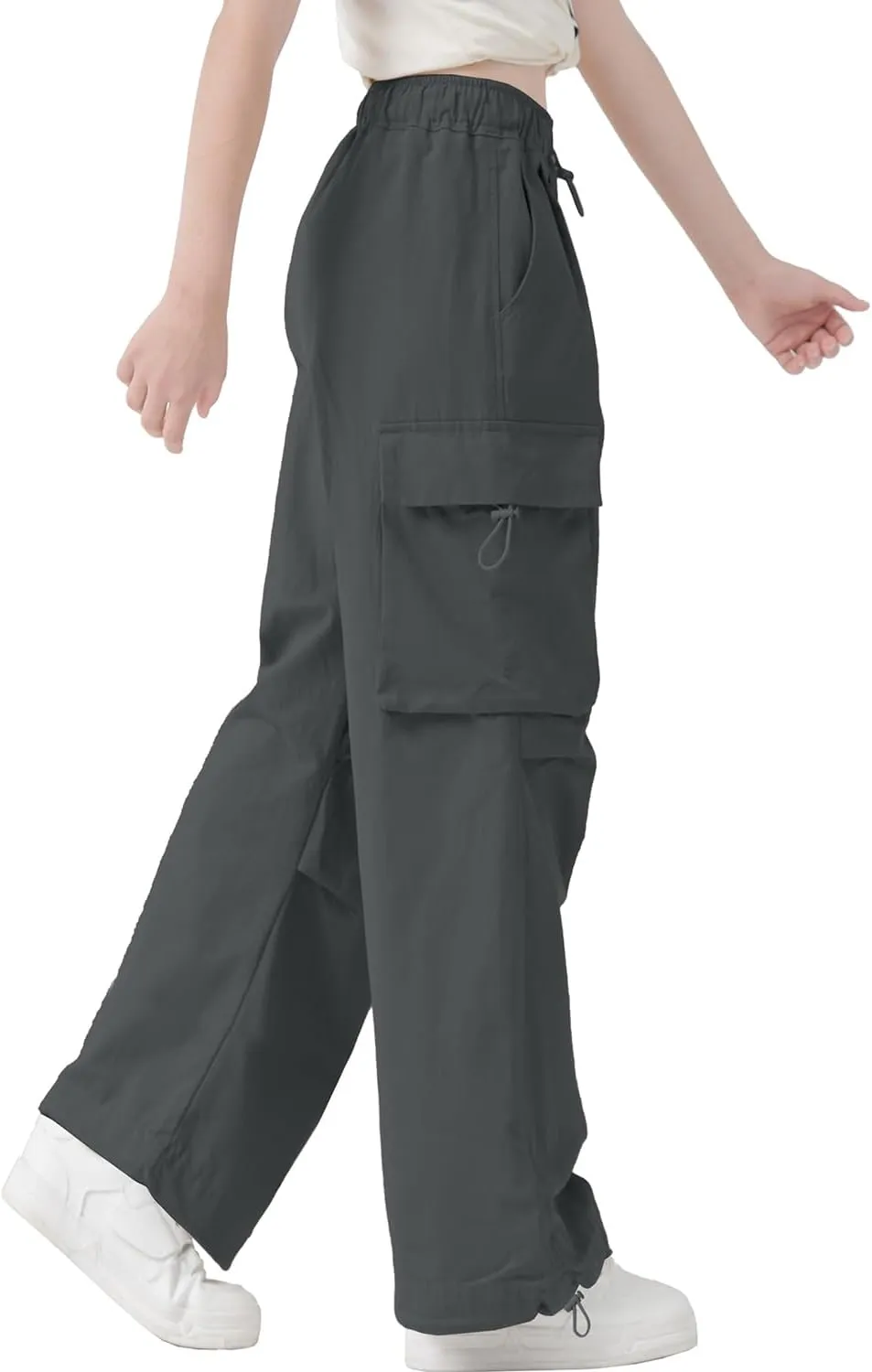 AOWKULAE Girls & Womens Drawstring Crago Pants Casual High Waist Wide Leg Pants Kids 5Years - Women XXL