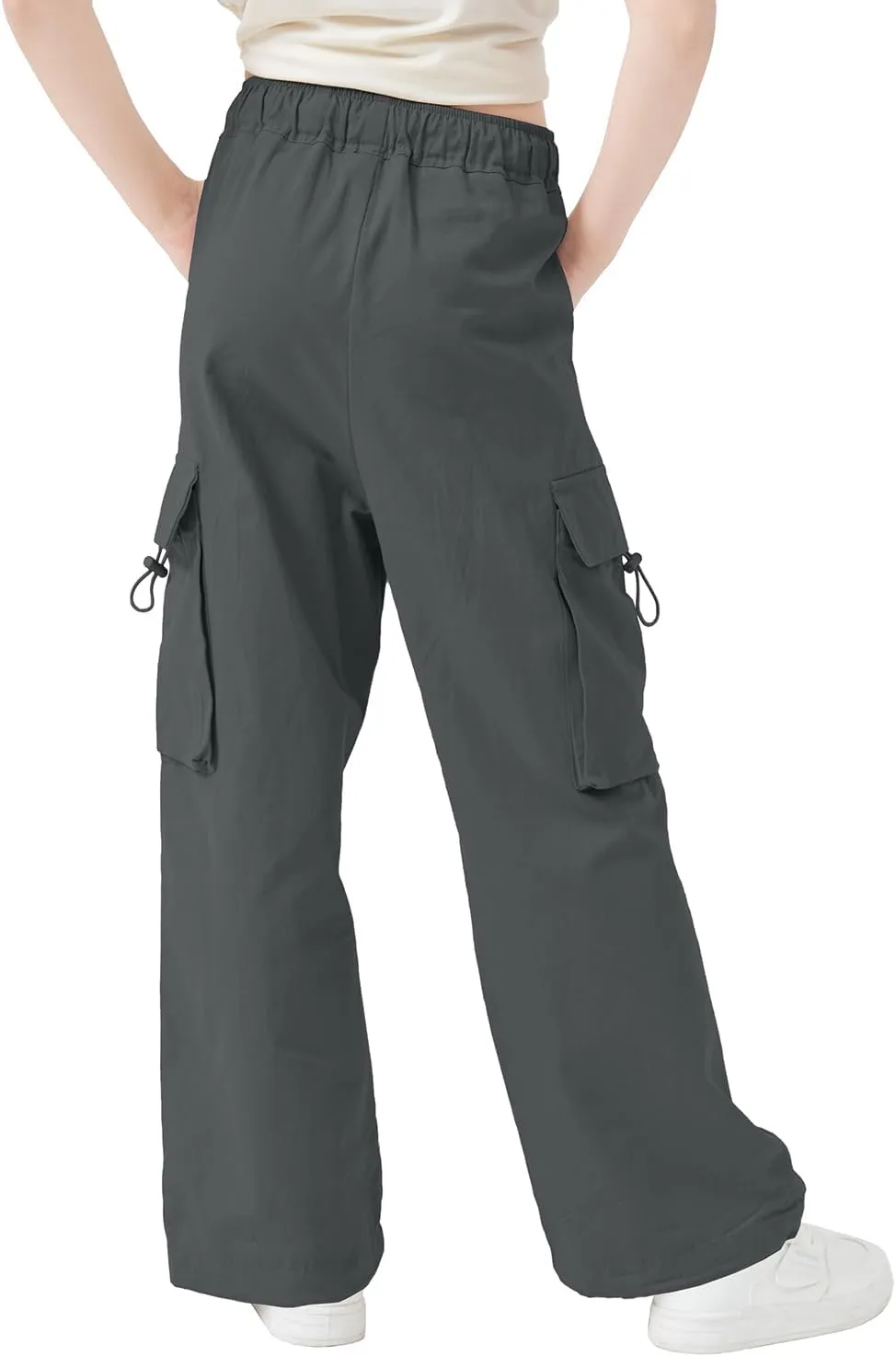 AOWKULAE Girls & Womens Drawstring Crago Pants Casual High Waist Wide Leg Pants Kids 5Years - Women XXL