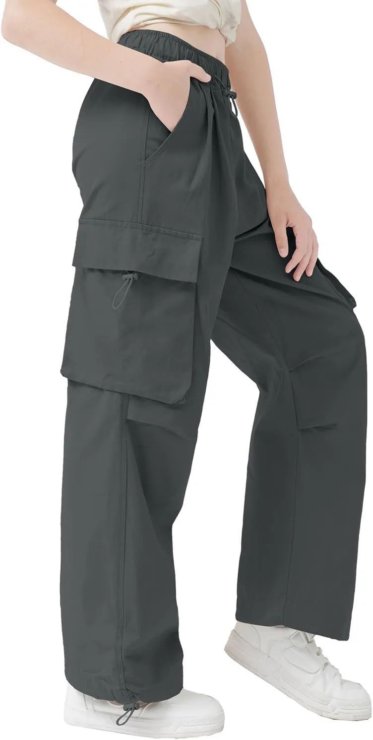 AOWKULAE Girls & Womens Drawstring Crago Pants Casual High Waist Wide Leg Pants Kids 5Years - Women XXL