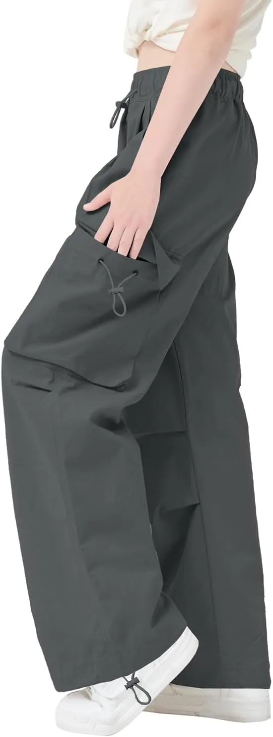 AOWKULAE Girls & Womens Drawstring Crago Pants Casual High Waist Wide Leg Pants Kids 5Years - Women XXL