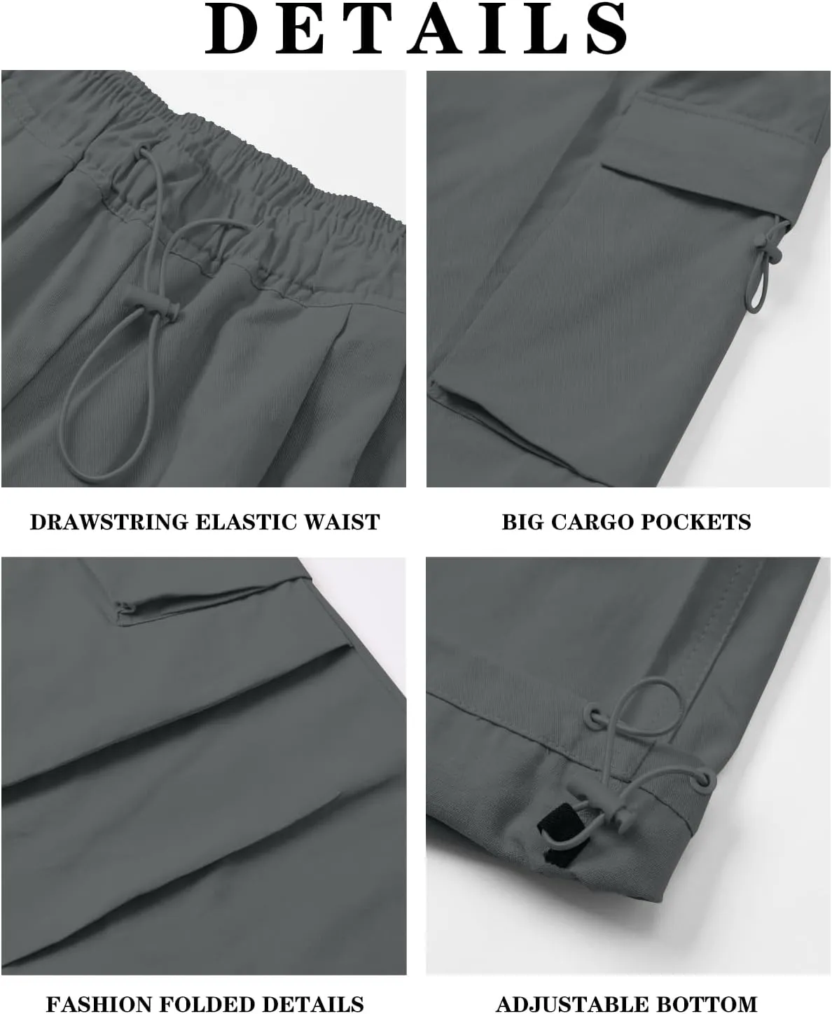 AOWKULAE Girls & Womens Drawstring Crago Pants Casual High Waist Wide Leg Pants Kids 5Years - Women XXL
