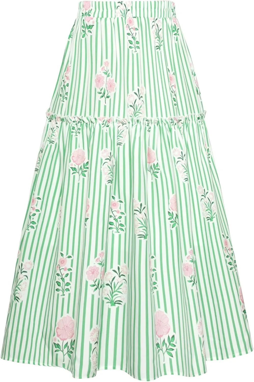 Belle Poque Women Floral Skirt High Waisted Midi Skirt Flowy Skirt with Pockets