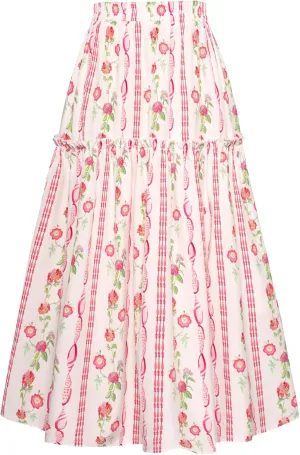 Belle Poque Women Floral Skirt High Waisted Midi Skirt Flowy Skirt with Pockets