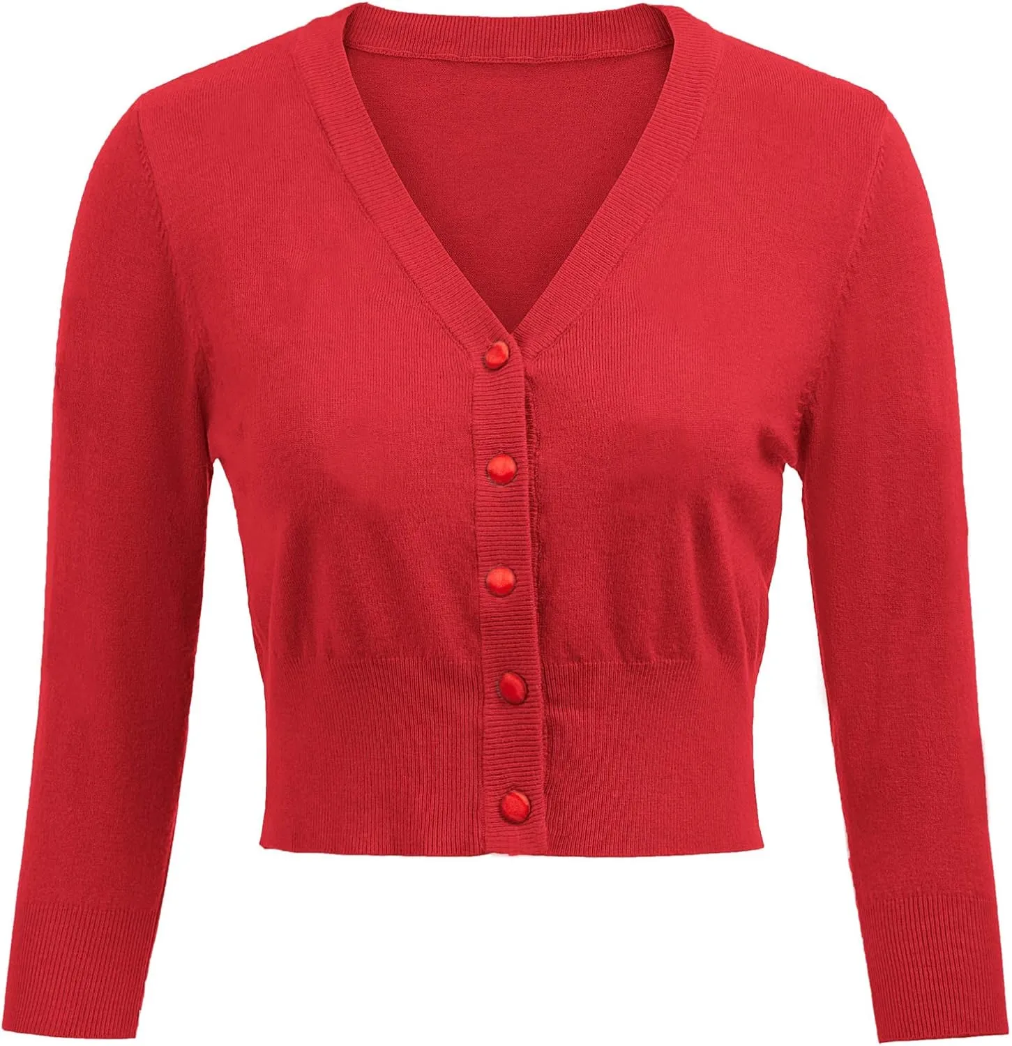 Belle Poque Women's 3/4 Sleeve Cropped Cardigan Shrugs Button Down Sweater