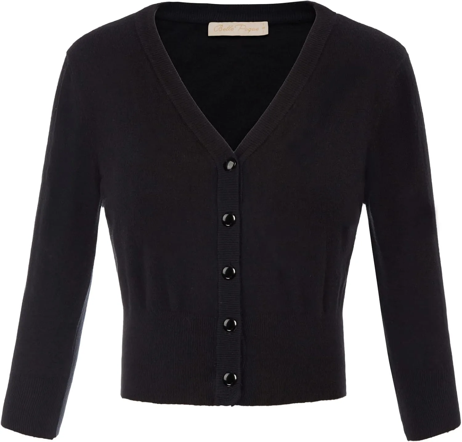 Belle Poque Women's 3/4 Sleeve Cropped Cardigan Shrugs Button Down Sweater