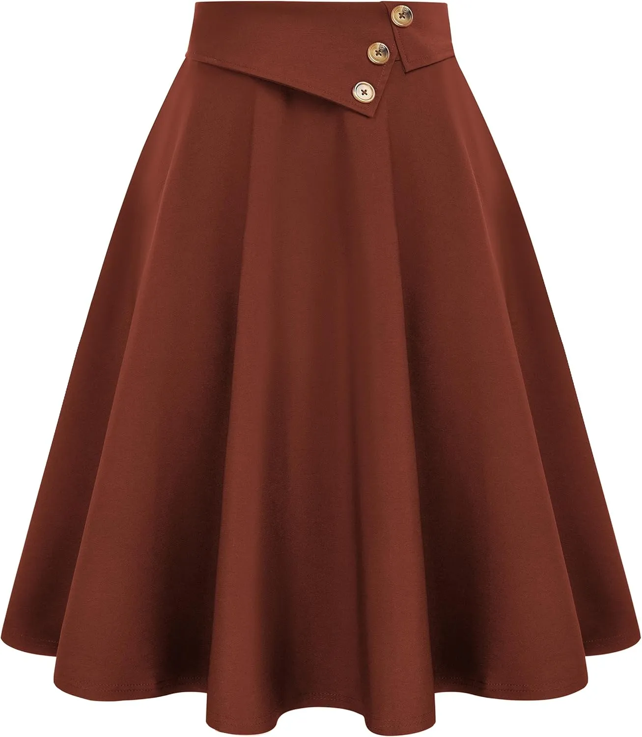 Belle Poque Womens High Waisted Skirts with Pockets Swing A Line Vintage Midi Skirt