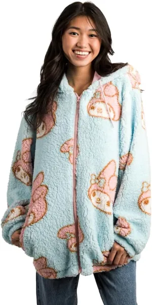 Bioworld My Melody Oversized Faux Shearling Zip-Front Hoodie
