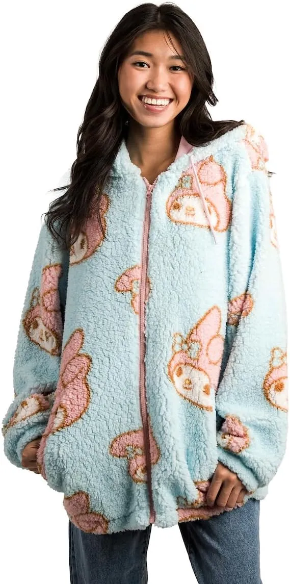Bioworld My Melody Oversized Faux Shearling Zip-Front Hoodie