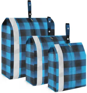 Black Blue Plaid Packing Cubes for Travel 3 Set Travel Organizer Luggage Cubes for Woman Man