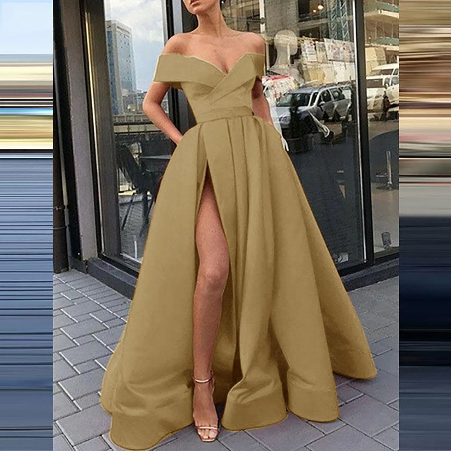 Black Formal Dresses for Women Gowns Evening Party Cocktail Dress Split Elegant V Neck Wrap Ruffle Wedding Guest Dress
