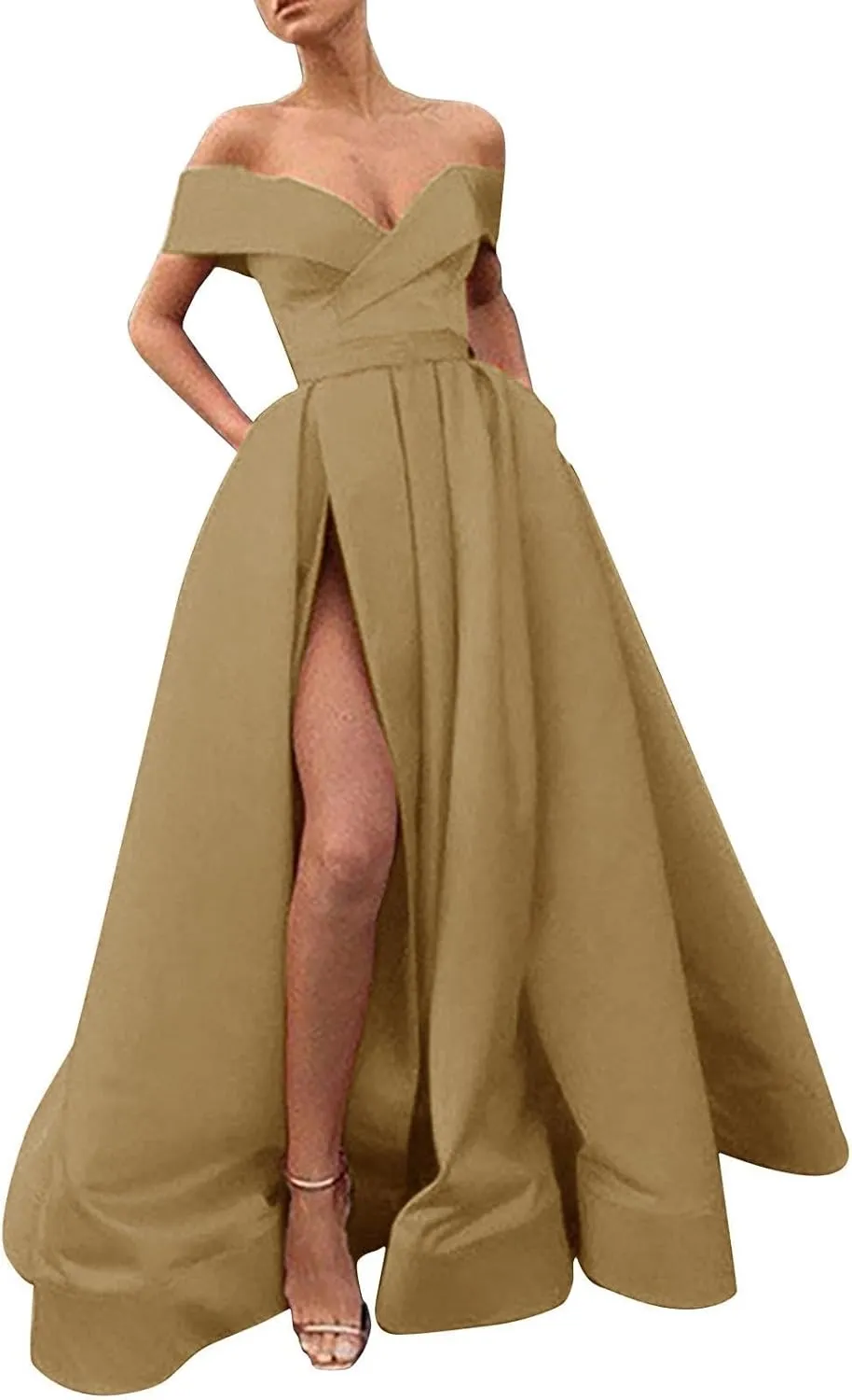 Black Formal Dresses for Women Gowns Evening Party Cocktail Dress Split Elegant V Neck Wrap Ruffle Wedding Guest Dress