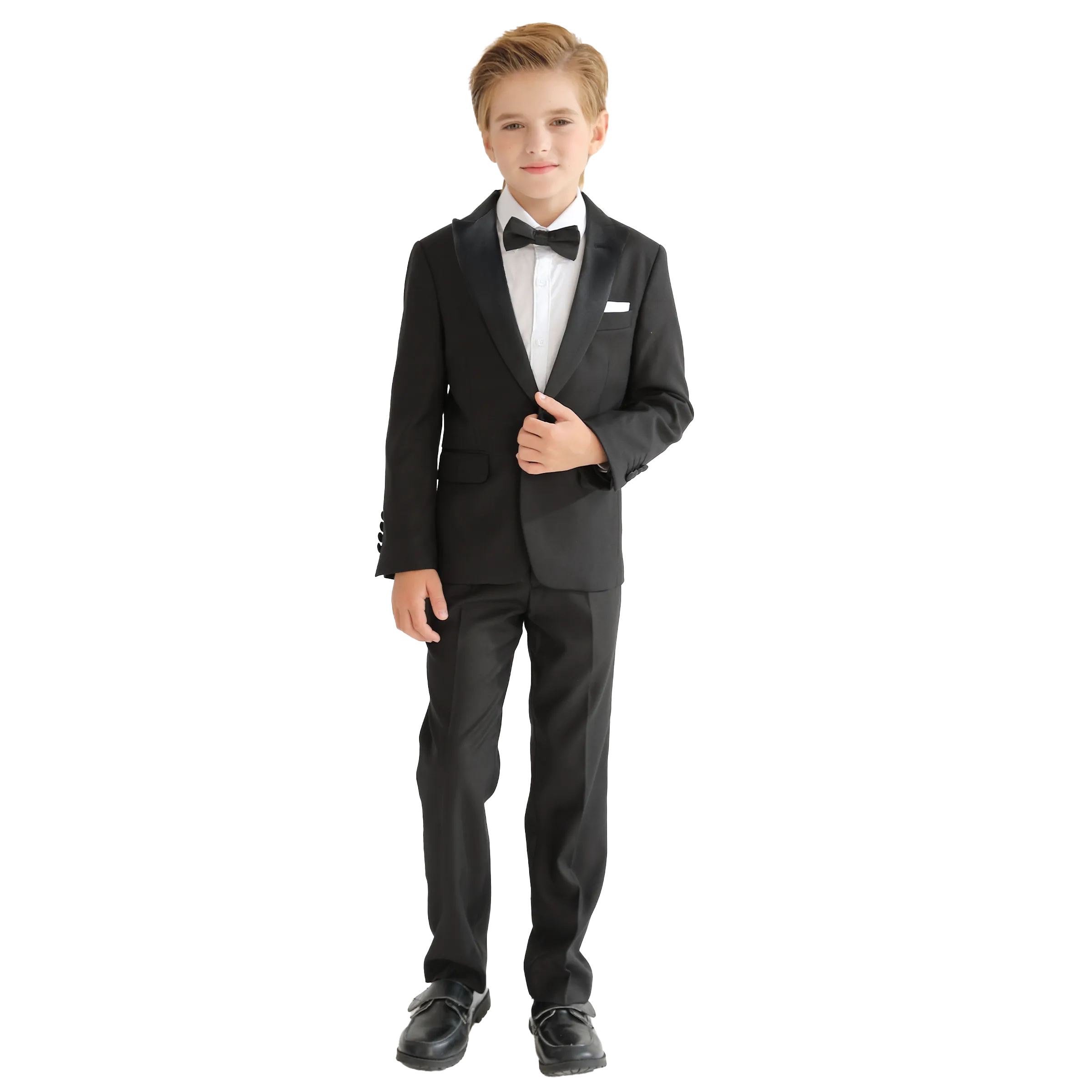 Black Peak Lapel Trim Wool Suit