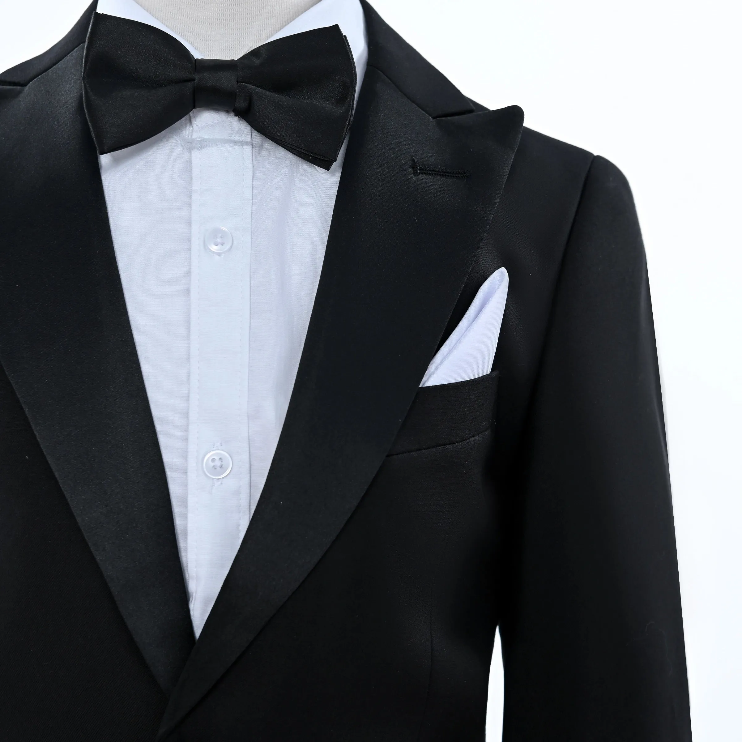 Black Peak Lapel Trim Wool Suit