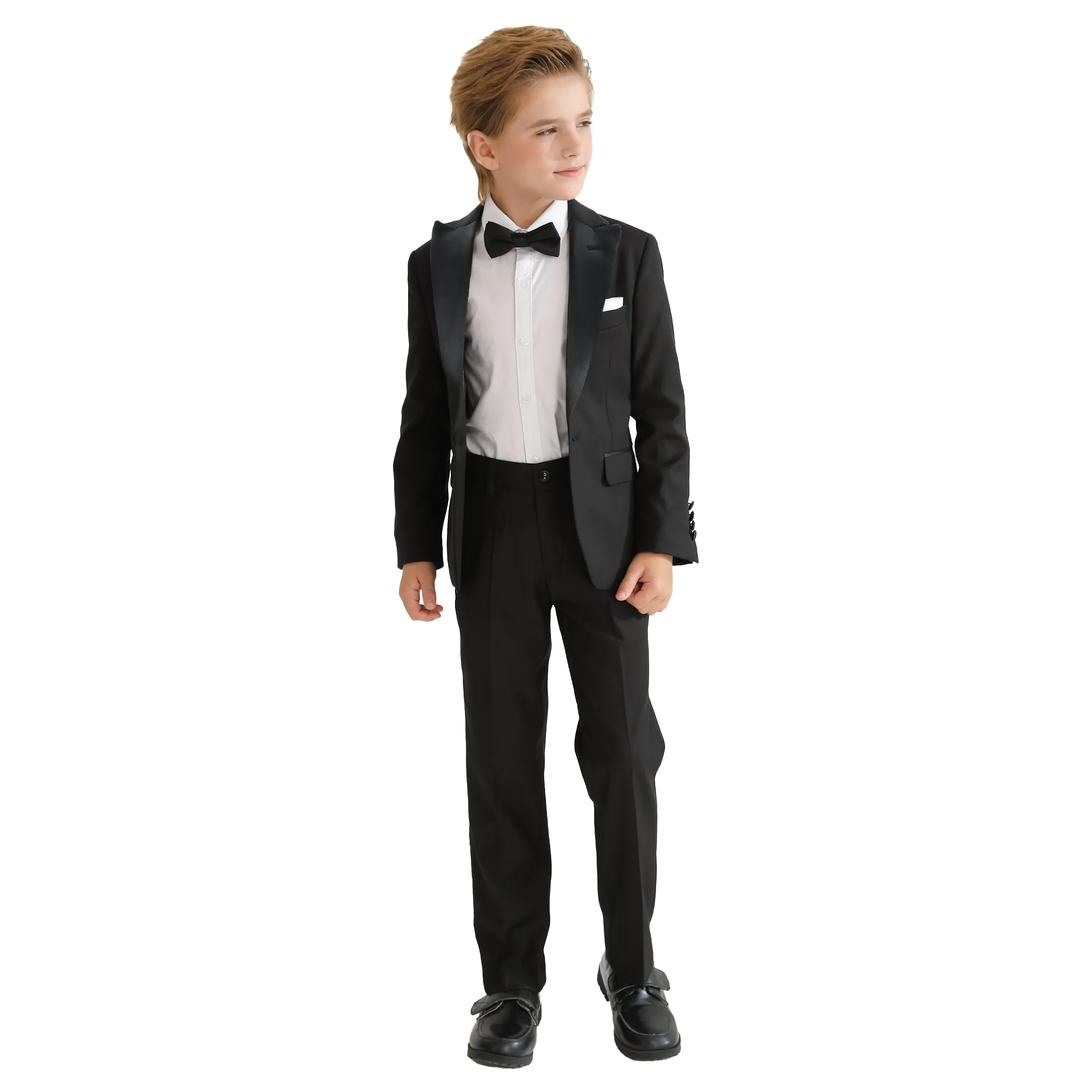 Black Peak Lapel Trim Wool Suit