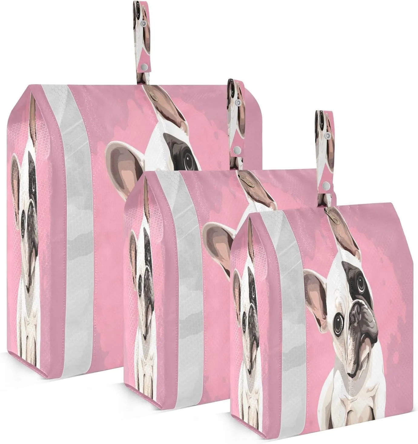 Bulldog Dog Pink Packing Cubes for Travel 3 Set Compression Packing Cube Suitcase Organizer Bags for Travel Essentials