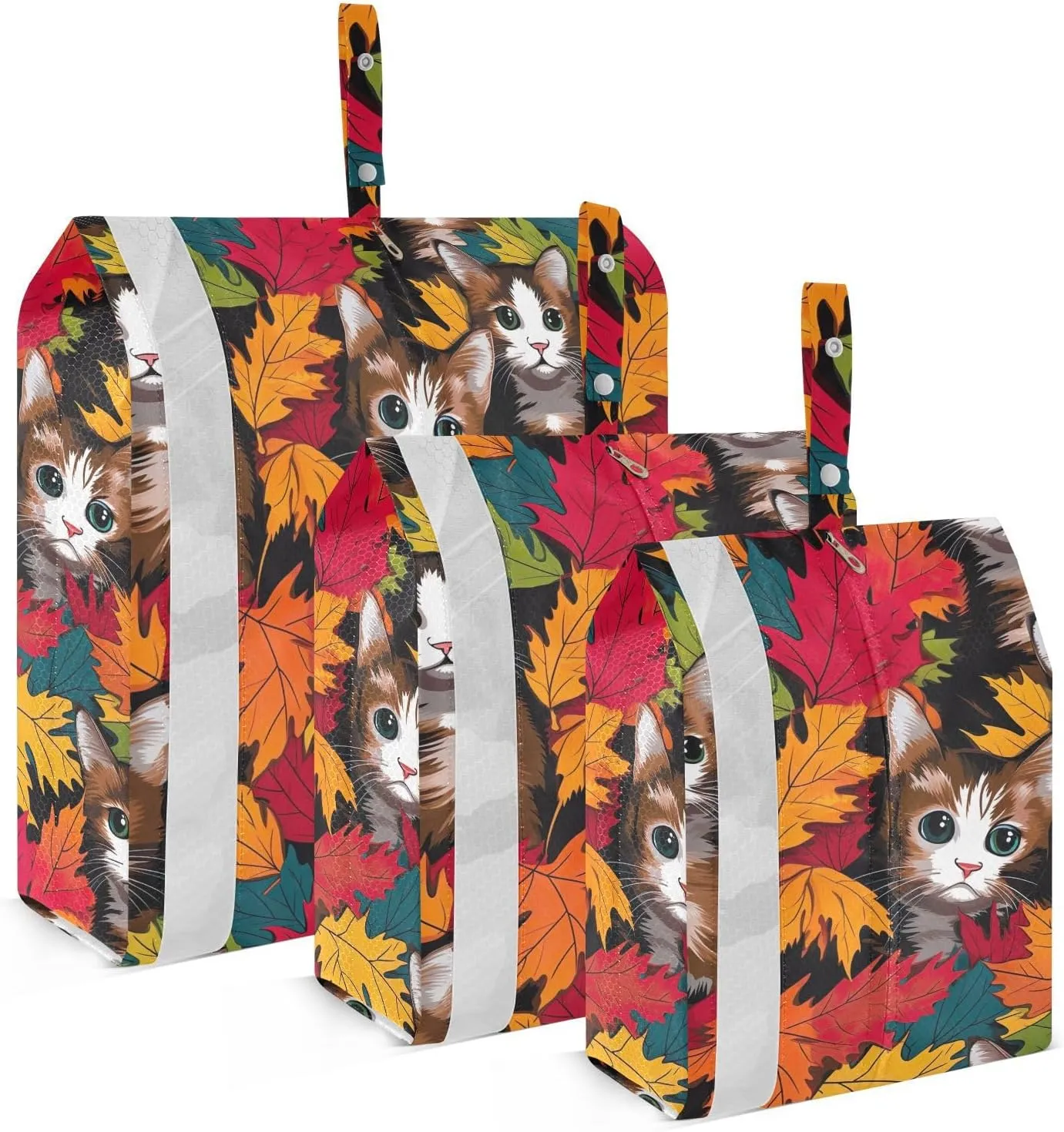 Cats Autumn Leaves Packing Cubes for Travel 3 Set Packing Essentials Luggage Organizers for Woman Man