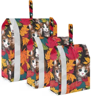 Cats Autumn Leaves Packing Cubes for Travel 3 Set Packing Essentials Luggage Organizers for Woman Man