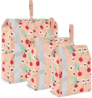 Cherries Flowers Packing Cubes for Travel 3 Set Large Packing Cubes Luggage Cubes for Packing