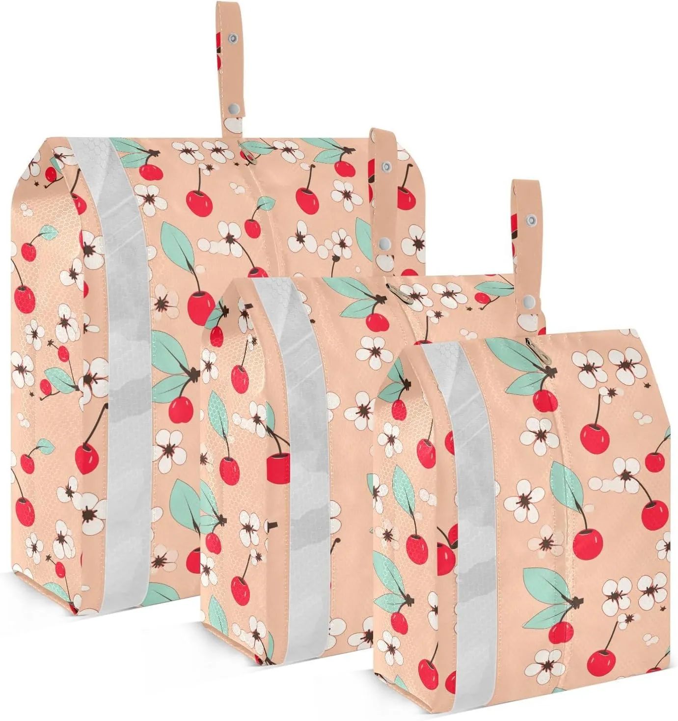 Cherries Flowers Packing Cubes for Travel 3 Set Large Packing Cubes Luggage Cubes for Packing