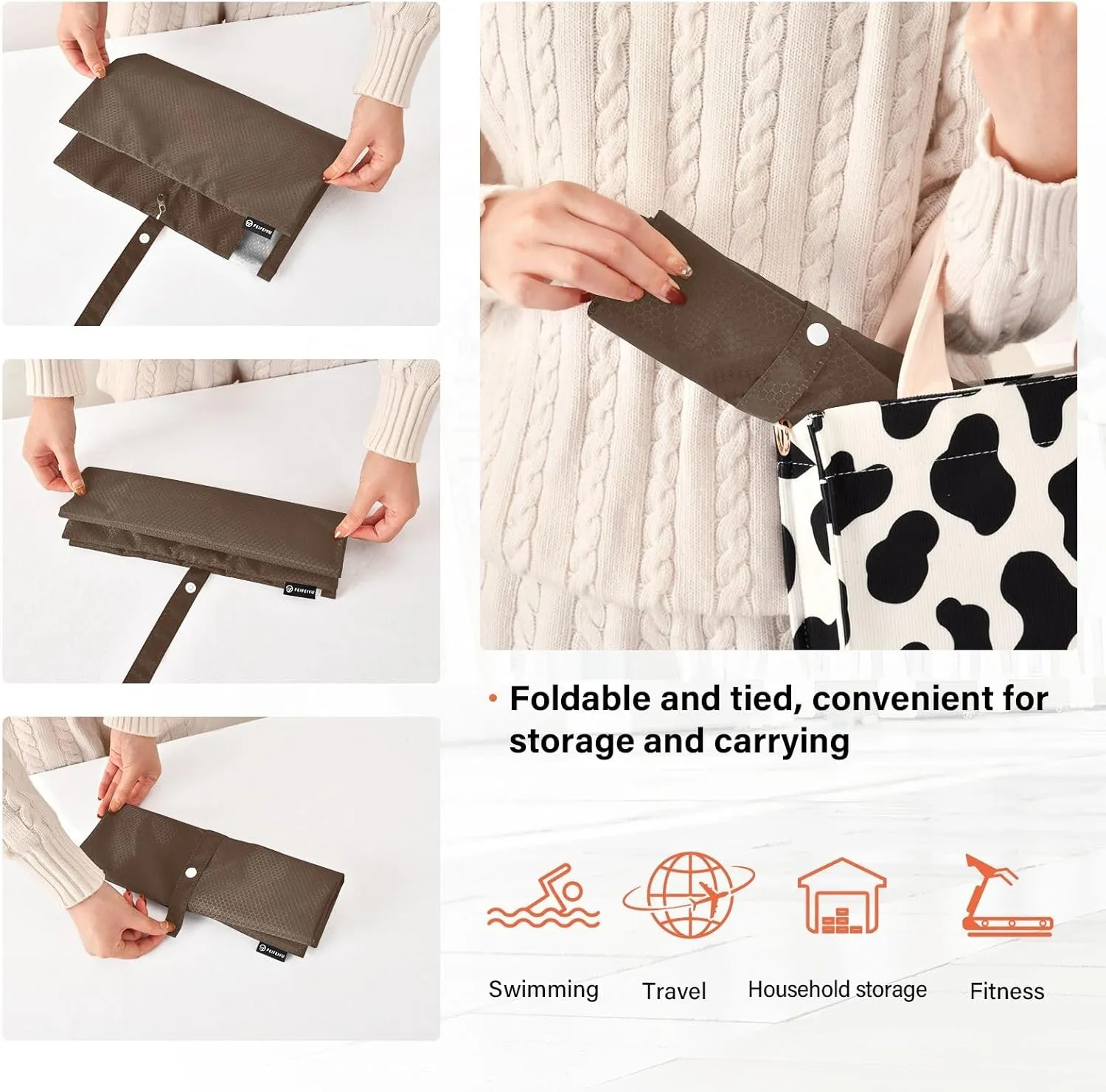 Chocolate Brown Travel Packing Organizers Foldable Suitcase Organizer Bags Set Travel Storage Bags for Luggage