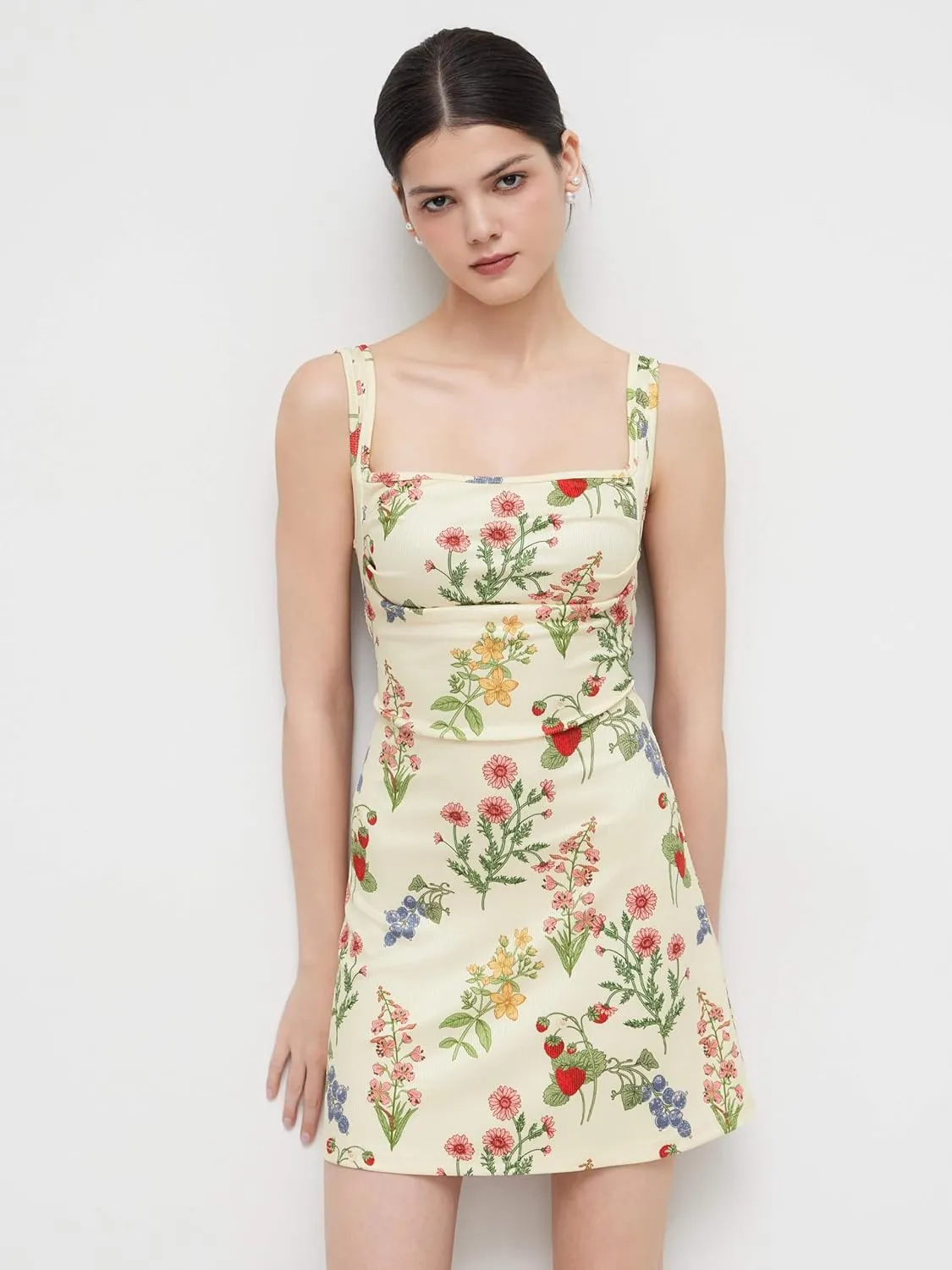 CIDER Women's Summer Floral Dress Square Neck Mini Dress Sleeveless Cute Sundress Party Dresses Trendy 2025