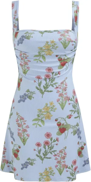 CIDER Women's Summer Floral Dress Square Neck Mini Dress Sleeveless Cute Sundress Party Dresses Trendy 2025