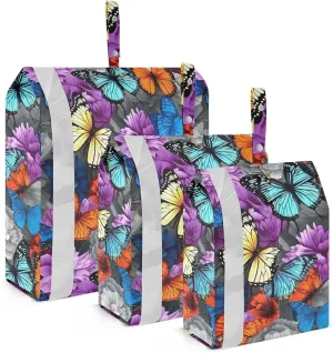 Colorful Beautiful Butterfly Packing Cubes for Travel 3 Set Compression Packing Cubes Luggage Packing Organizers for Woman Man