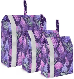 Colorful Lavenders Flowers Leaves Packing Cubes for Travel 3 Set Packing Cubes Compression Luggage Accessories for Carry On