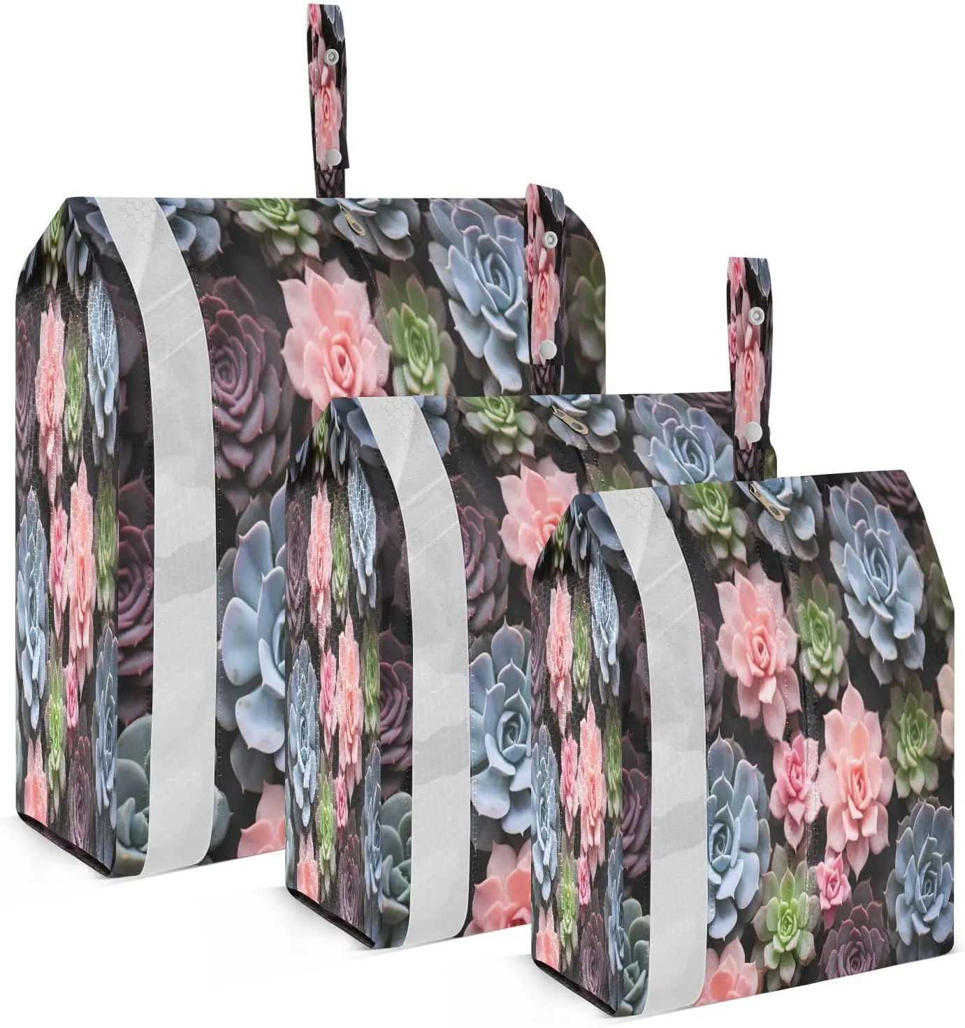 Colorful Succulents Packing Cubes for Travel 3 Set Compression Packing Cubes Luggage Organizers for Packing Compression