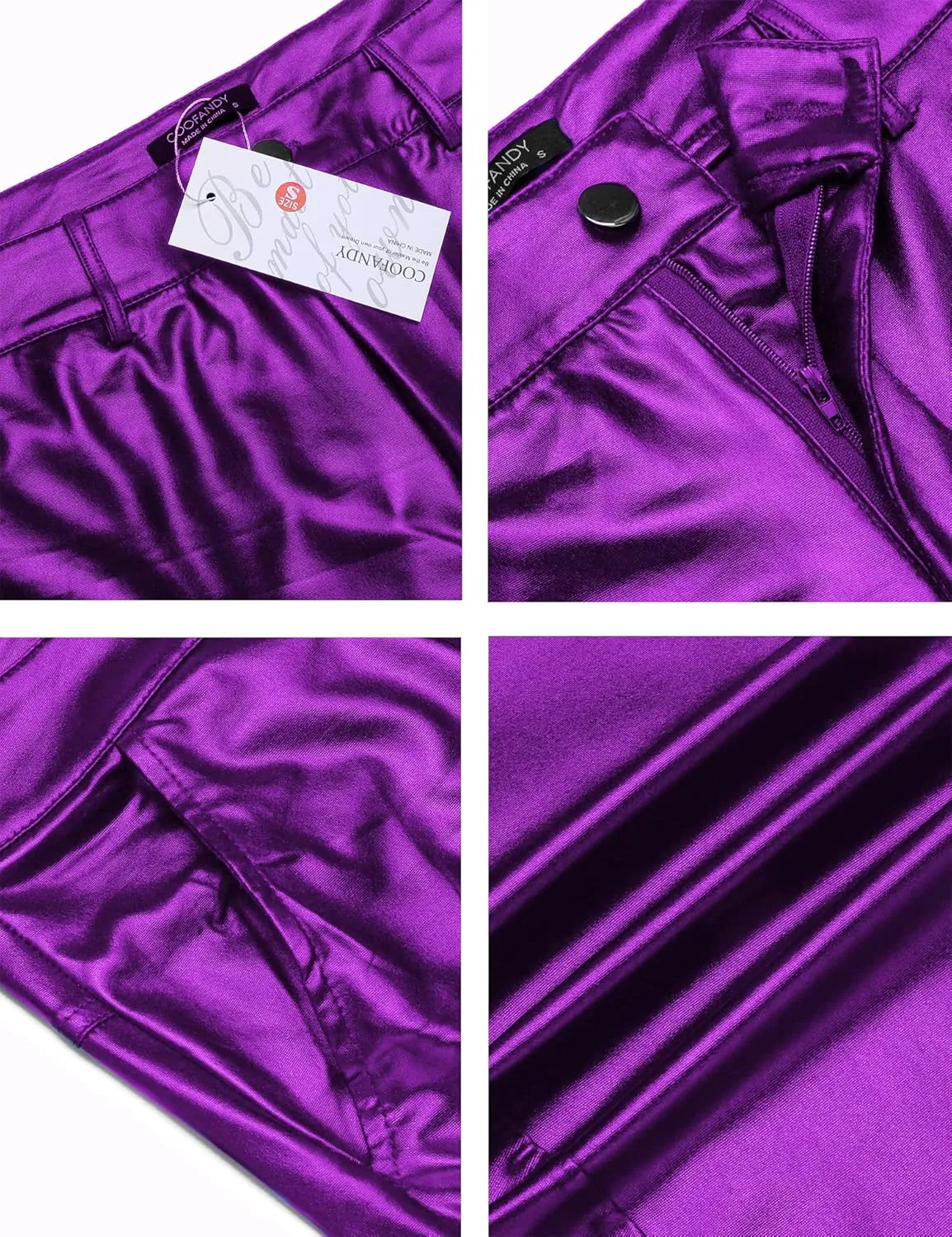 COOFANDY Men's Metallic Shiny Pants Night Club Pants 70s 80s 90s Disco Pant Party Dance Straight Leg Trousers
