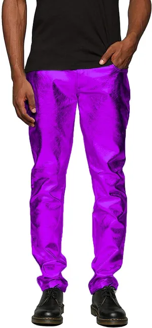 COOFANDY Men's Metallic Shiny Pants Night Club Pants 70s 80s 90s Disco Pant Party Dance Straight Leg Trousers