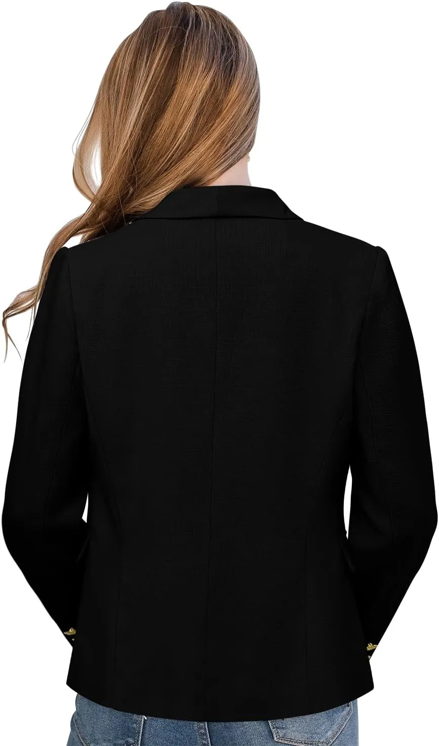 CRAZY GRID Womens Casual Blazer Jacket Gold Button Long Sleeve Work 0ffice Blazer Double Breasted Business Jacket