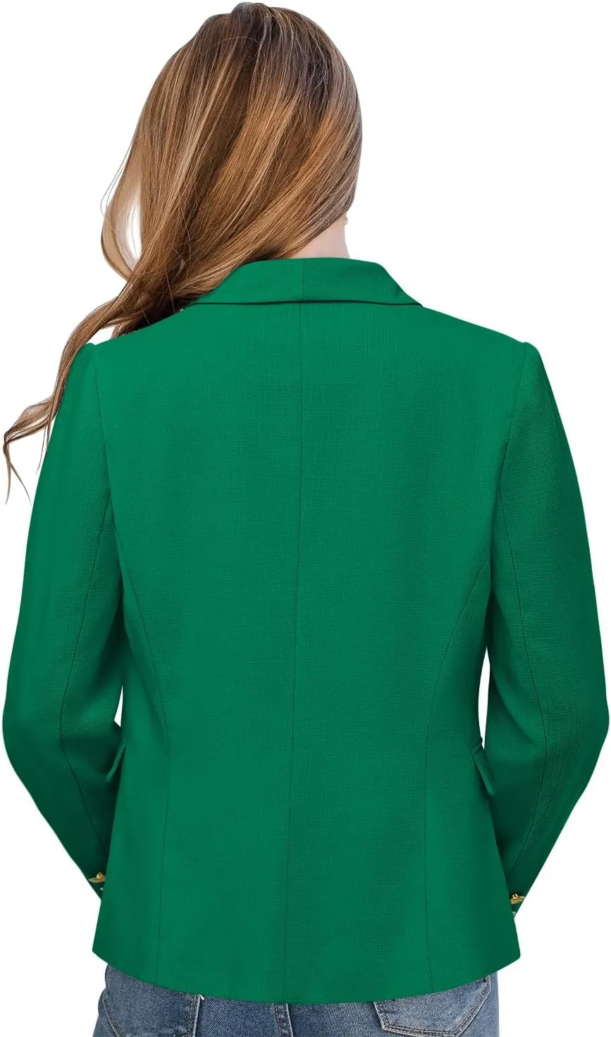 CRAZY GRID Womens Casual Blazer Jacket Gold Button Long Sleeve Work 0ffice Blazer Lapel Jacket