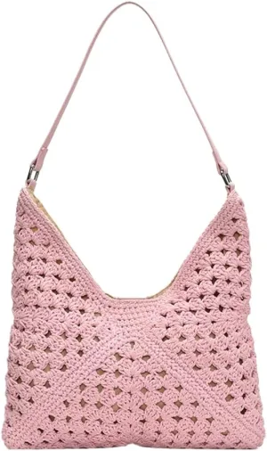 Crochet Mesh Boho Handbag Summer Straw Cross Body Purses Women Travel Knit Shoulder Tote Hobo Bags 2025
