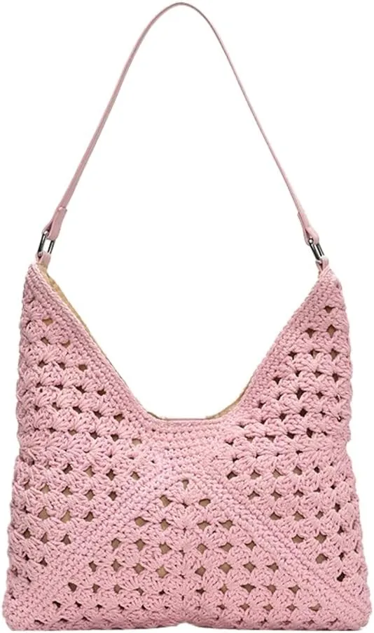 Crochet Mesh Boho Handbag Summer Straw Cross Body Purses Women Travel Knit Shoulder Tote Hobo Bags 2025