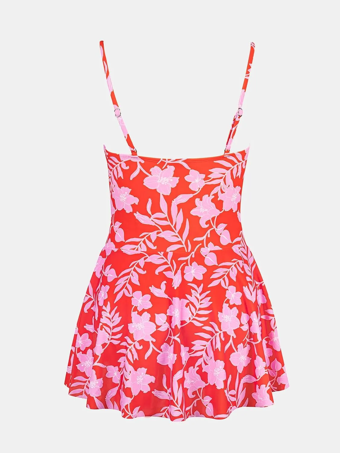 CUPSHE Women's One Piece Swimsuit Swim Dress Square Neck Ruched Spaghetti Adjustable Straps Bathing Suit