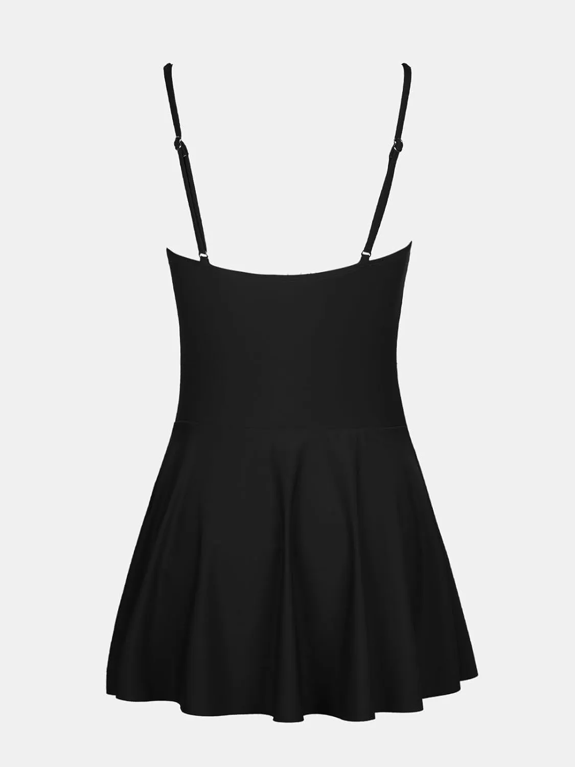 CUPSHE Women's One Piece Swimsuit Swim Dress Square Neck Ruched Spaghetti Adjustable Straps Bathing Suit