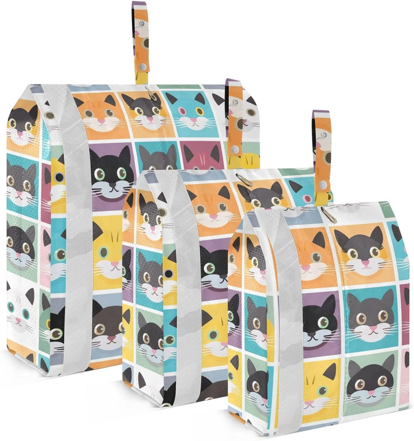 Cute Cat Face Packing Cubes for Travel 3 Set Travel Compression Bags Luggage Cubes for Suitcases